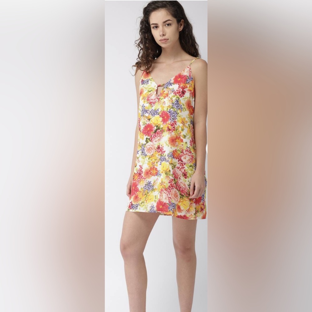 Forever 21 Women’s Multicolored Spaguetti Strap Floral A-Line Dress Size Large